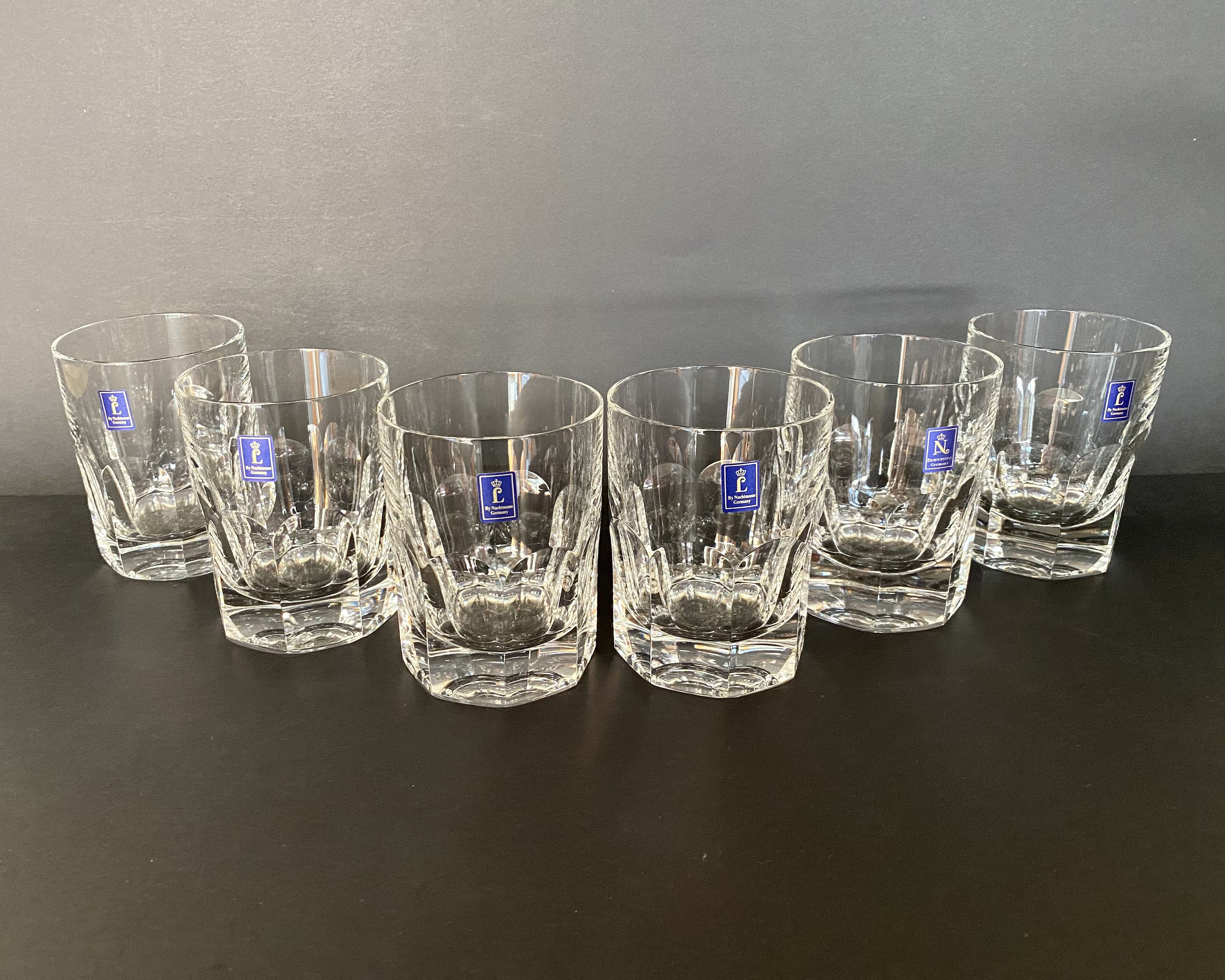 Six Late Victorian Hand Crafted Cut Glass Whisky Tumblers In Antique