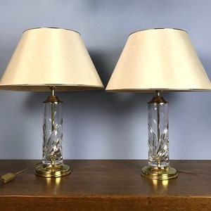 Nachtmann Pair of Table Lamp| Vintage Lighting from Gold Plated Brass and Crystal | Nachtmann Leuchten | Unique Lighting | Germany, 2000