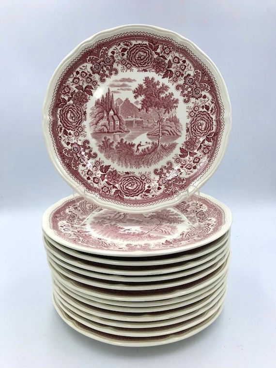 Villeroy & Boch Dinner Plates Villeroy and Boch Vintage Plate Dinner Plates  Set Red Burgenland Bone China Porcelain Vintage -  Singapore