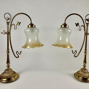 Lamp Interior Table Lamp Vintage Lighting Paired Bedside Lamps Floral Home Lighting Glass Shade Table Lamp For Rooms Gift For Vintage