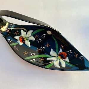 Bowl Large Longwy French Mid-Century Glazed Ceramic Fruit Bowl Longwy Serving Bowl Floral Decorative Bowl Trinket Dish Vintage Centerpiece