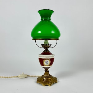 Lamp Interior Vintage Table Lamp Farmhouse Green Shade Lighting Library Lighting Lamp Bedside Light Kerosene Style Electric Lamp Decorative