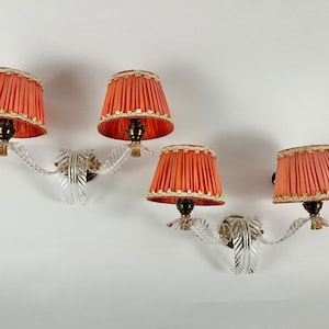 Sconces Brass Plexiglass Orange Double Arm Sconces Set 2 Vintage Wall Sconce With Shade Bedside Lighting Glass Wall Lamps With Shade 1970s
