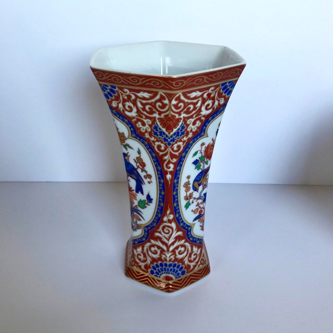 Vase Kaiser vintage Ming Vase en forme de carré orange Etsy