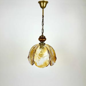 Carlo Nason Mazzega Murano Glass Chandelier: Italian Flower Lamp, 1970s