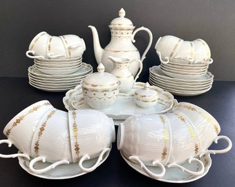 Coffee Set Vintage Bone China Coffee Set Kaiser For 12 Person Gift For Her White Bone China Coffee Set Gift For Tea Lover Coffe Service