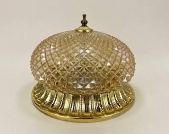 Gilt Glass Ceiling Lamp: Vintage Brass Plafond Flush Mount
