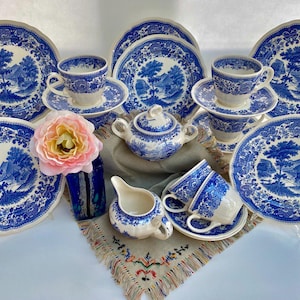 Villeroy & Boch Burgenland Blue Service Coffee Set Blue Serving Set with Stamp Villeroy Burgenland Birthday Gift For Her Tea Coffee Set