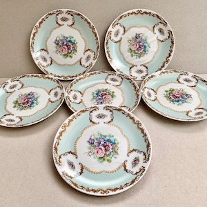 Dessert Plates Set 6 Bavarian Porcelain Plate Floral Decor Marked Seltmann Weiden Plates Snack Plates Vintage Dinnerware Set 6 Plates 60s