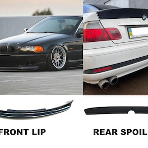 Alerón delantero para BMW E46 Coupé CSL MSPORT MTech 2 parachoques + Alerón trasero CSL para coupé divisor plástico ABS BRILLO 2 piezas