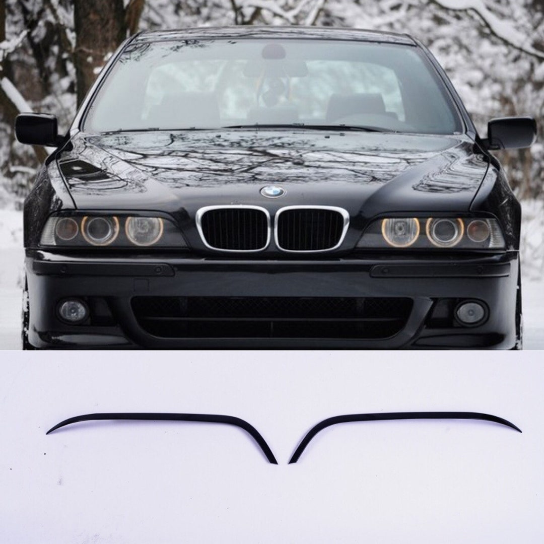 2Pcs Auto Scheinwerfer Augenbrauen Abdeckung Glänzend Schwarz Vorne Links  Rechts Trim Dekoration Ersatz für BMW E39 – zu niedrigen Preisen im
