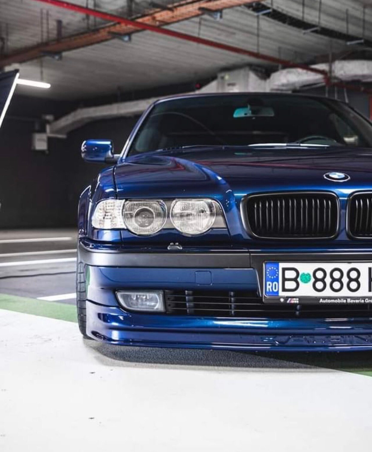 LASSCAR BMW E38 Alpina Style Body Kit - Front Bumper Lip Spoiler, Trunk Spoiler, Headlight Pads (3pc) - Black Fiberglass