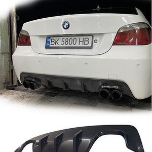 Heckdiffusor Diffusor Stoßstange Hinten Sport Look + Klappe für  Anhängerkupplung für BMW 5er E60 / E61 mit M-Paket (2-Rohr Links)