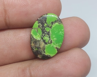 Natural Green Hubei Turquoise Loose Cabochon | Loose Turquoise Gemstone For Jewelry Making [ 21x15x03 MM & 6.05 crt ]