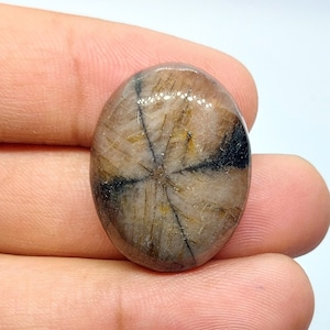Rare Chiastolite Cabochon: Oval Graphite Inclusion Stone (52.10ct, 29x23x09mm)