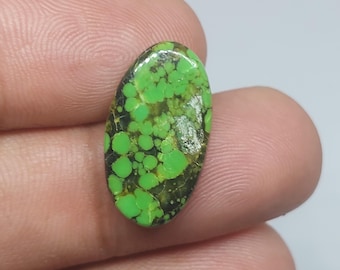 Natural Green Hubei Turquoise Loose Cabochon | Loose Turquoise Gemstone For Jewelry Making [ 21x12x04 MM & 6.02 crt ]