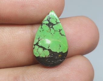 Natural Green Hubei Turquoise Loose Cabochon | Loose Turquoise Gemstone For Jewelry Making [ 21x13x04 MM & 6.50 crt ]