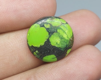 Natural Green Hubei Turquoise Loose Cabochon | Loose Turquoise Gemstone For Jewelry Making [ 18x18x04 MM & 7.90 crt ]