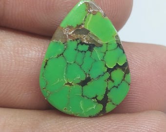 Natural Green Hubei Turquoise Loose Cabochon | Loose Turquoise Gemstone For Jewelry Making [ 22x17x04 MM & 9.11 crt ]