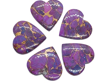 American Purple Mohave Copper Turquoise, 5 pcs Heart Shape Purple Mohave Turquoise [ 95.00 Cts & 24 x 25 MM ]