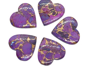 American Purple Mohave Copper Turquoise, 5 pcs Heart Shape Purple Mohave Turquoise [ 87.00 Cts & 23 x 24 MM ]