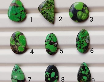 Natural Green Hubei Turquoise Loose Cabochon | Loose Gemstone For Jewelry Making
