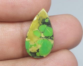 Natural Green Hubei Turquoise Loose Cabochon | Loose Turquoise Gemstone For Jewelry Making [ 21x12x03 MM & 4.95 crt ]