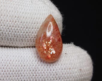 Rainbow Confetti Sunstone Cabochon - Pear Cut Tanzania Gemstone (5.00 ct & 18x10x05 MM)