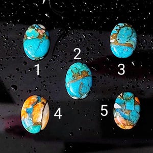 Natural Spiny Oyster Turquoise 5 pcs lot ,  Oval Shape Hand Polished Ring Size Turquoise  18 x 14 x 05 MM ]