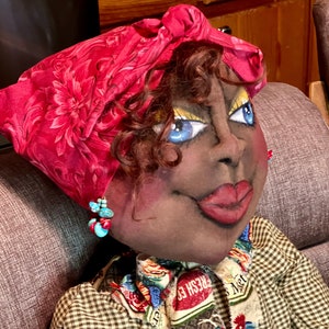 Custom Grandma Bessie, A primitive doll for rustic farmhouse decor, She's a 48 Doll that gets Loads of attention and smiles.. Art Doll image 1