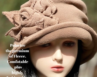 Plush Beige Woman's  Hat, High Quality Fleece, Soft Warm Stylish Hat, Cozy Fashionable Woman's Winter Soft Beige Bucket Hat