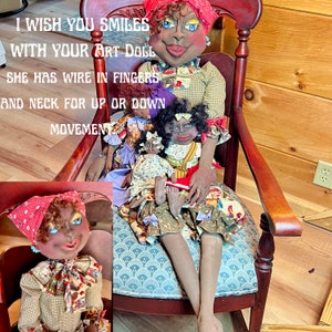 Custom Grandma Bessie, A primitive doll for rustic farmhouse decor, She's a 48 Doll that gets Loads of attention and smiles.. Art Doll image 4