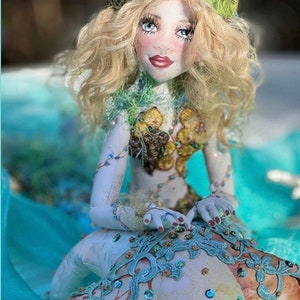 Custom Mermaid, Your personal choices in colors in Hair, Fabric,lips and nails,Eyes and skin tone. Design this mermaid for your décor color image 2