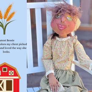 Custom Grandma Bessie, A primitive doll for rustic farmhouse decor, She's a 48 Doll that gets Loads of attention and smiles.. Art Doll image 2