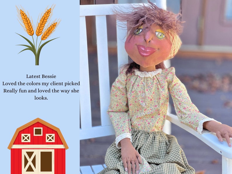 Custom Grandma Bessie, A primitive doll for rustic farmhouse decor, She's a 48 Doll that gets Loads of attention and smiles.. Art Doll image 2