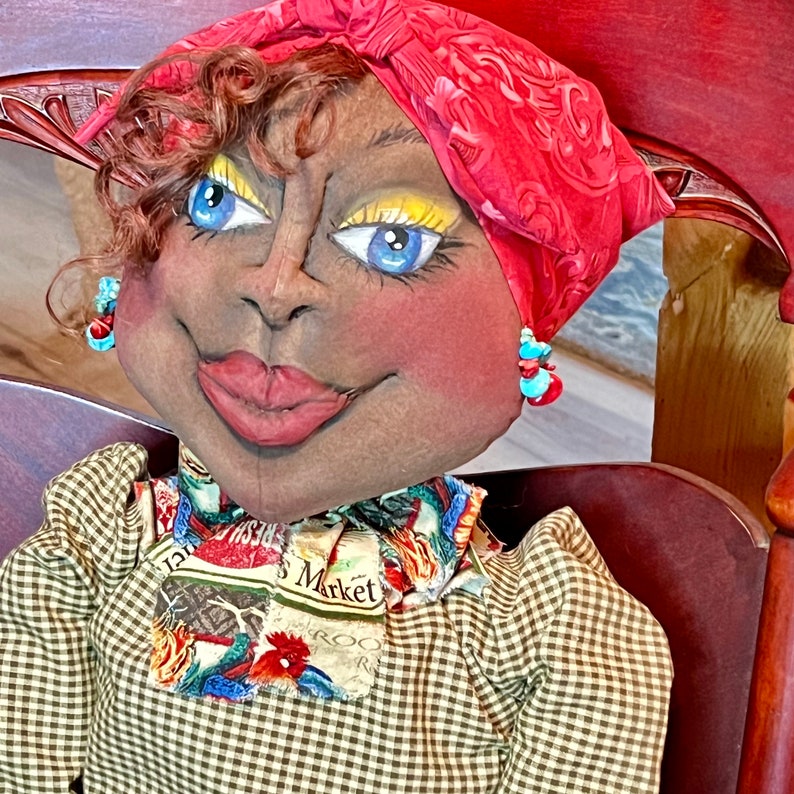 Custom Grandma Bessie, A primitive doll for rustic farmhouse decor, She's a 48 Doll that gets Loads of attention and smiles.. Art Doll image 8