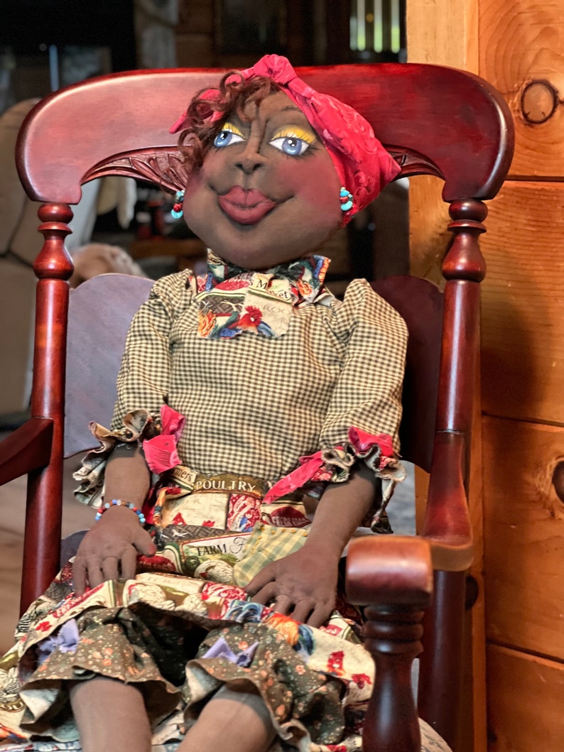 Custom Grandma Bessie, A primitive doll for rustic farmhouse decor, She's a 48 Doll that gets Loads of attention and smiles.. Art Doll image 7