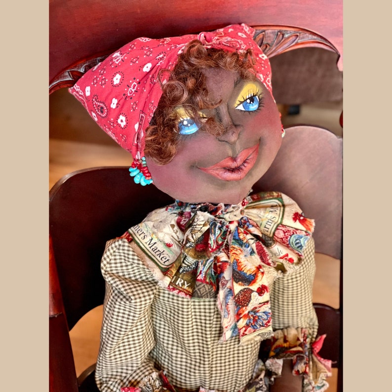 Custom Grandma Bessie, A primitive doll for rustic farmhouse decor, She's a 48 Doll that gets Loads of attention and smiles.. Art Doll image 5