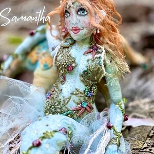 Custom Mermaid, Your personal choices in colors in Hair, Fabric,lips and nails,Eyes and skin tone. Design this mermaid for your décor color image 4