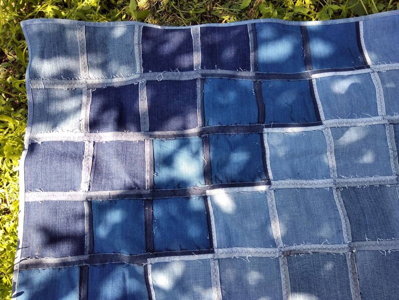 Denim blanket/ denim blanket for picnic/ denim blanket on the Etsy