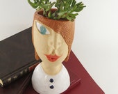 Ceramic head-shaped flower pot