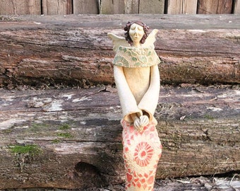 Hand Carved Wooden Statue Woman Bruges Brugge Lace Maker Folk Art Lovely Sculpture