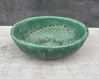 Fregadero de cerámica artesanal: cuenco de encimera verde con textura