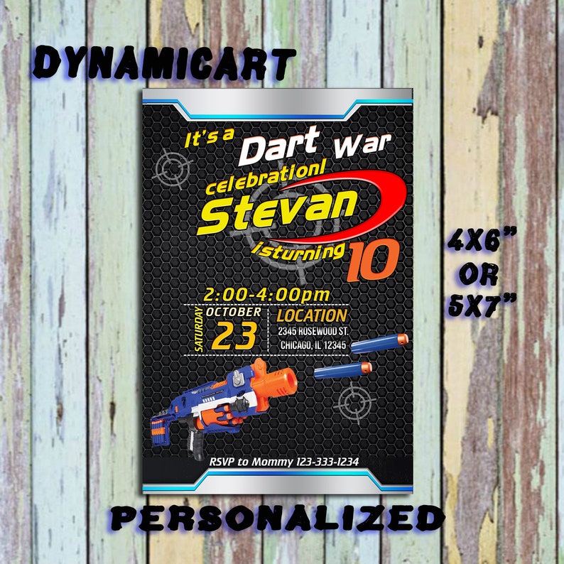 Nerf Gun Invitationnerf Gun Birthdaynerf Gun Partynerf Gun Etsy