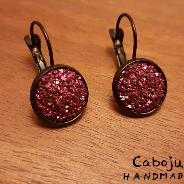 Cabochon Brisur Glitzerstein magenta 12 mm 256BrGlstm