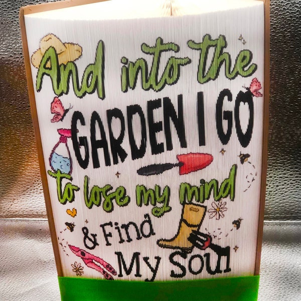 And Into the Garden I Go - Photo Strip Pattern, Fore-Edge Book Art, Garden Club Centerpiece, Reception Desk, Door Prize