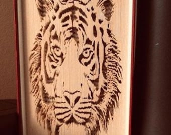 Tiger Face - 8 - Book Folding Pattern, Exotic Animals, Thank You Gift, Safari Gift, Retirement Gift, Big Cats, Centerpiece, Reception Desk