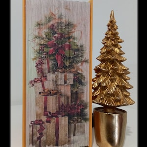 GC Golden Christmas 9 schmales Fotostreifenmuster, Buchkunst an der Vorderkante, Weihnachtsdekoration, Empfangstheke