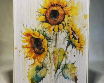 Sunflower 3 in Watercolors Photo Strip Pattern, Fore-Edge Book Art, Sunflowers, Watercolors, Photo Art