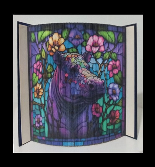 AI 3D stained glass Baby Hippo Graphic Jpeg Pdf Sublimation tumbler wrap  wind suncatcher window clings High Resolution 600 DPI Instant Dl